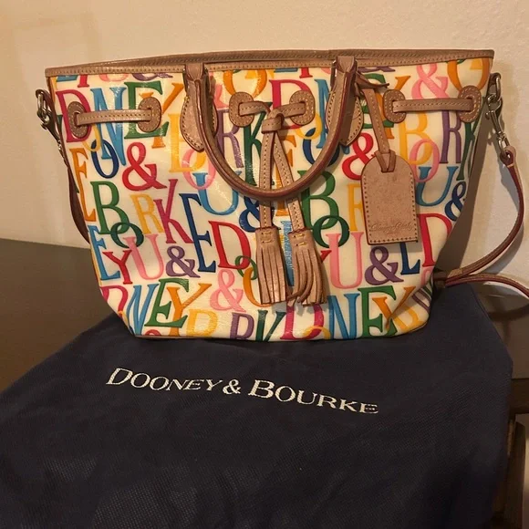 Vintage Dooney & Bourke Y2K Multi-Color "It Bag" Large Shopper Tote & Dust Bag - Picture 2 of 7